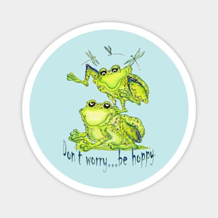 Don't Worry...Be Hoppy, Frog and Dragonfly Fun Magnet